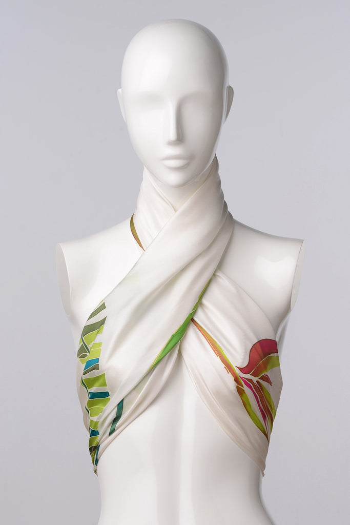 BIRD OF PARADISE Hand-painted scarf