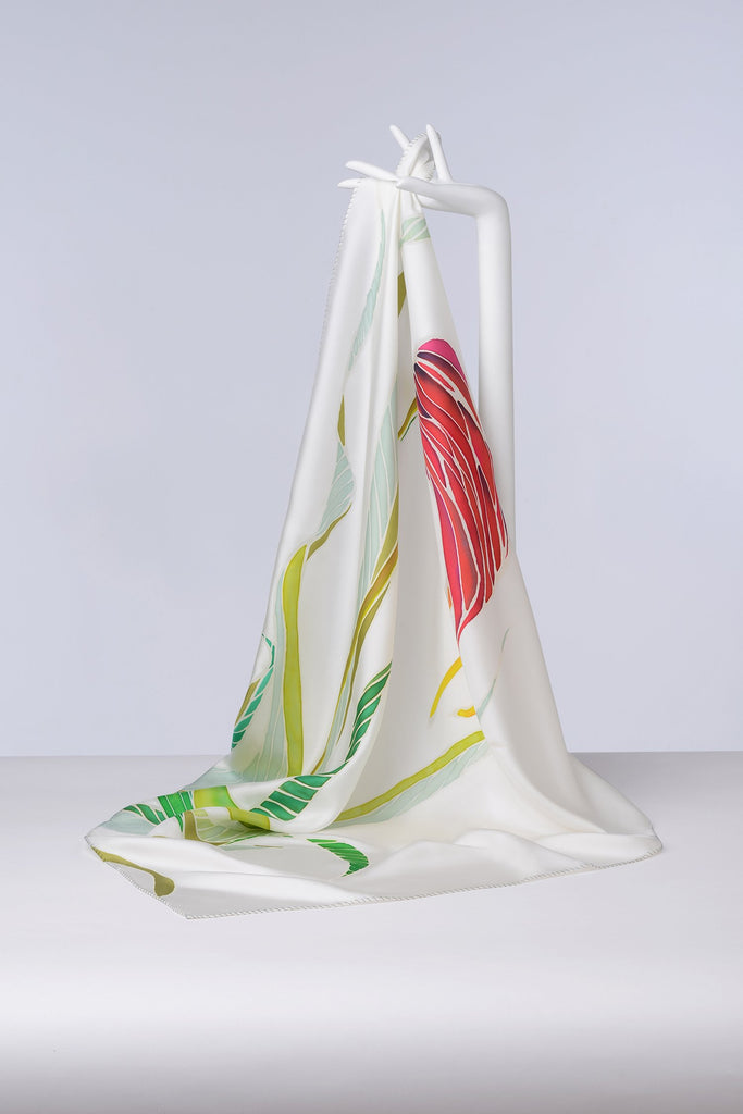 MASDEVALLIA ORCHID Hand-painted shawl