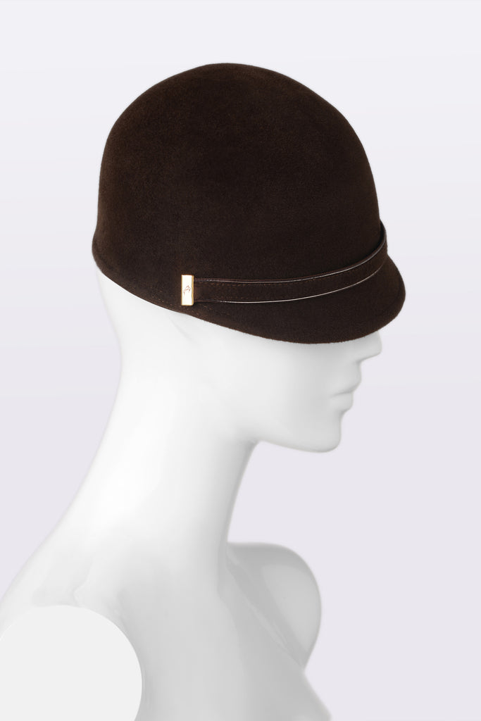 Brown hand made luxury felt hat