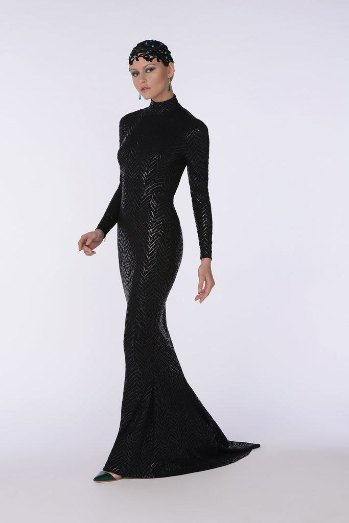 Black jet tight mermaid dress